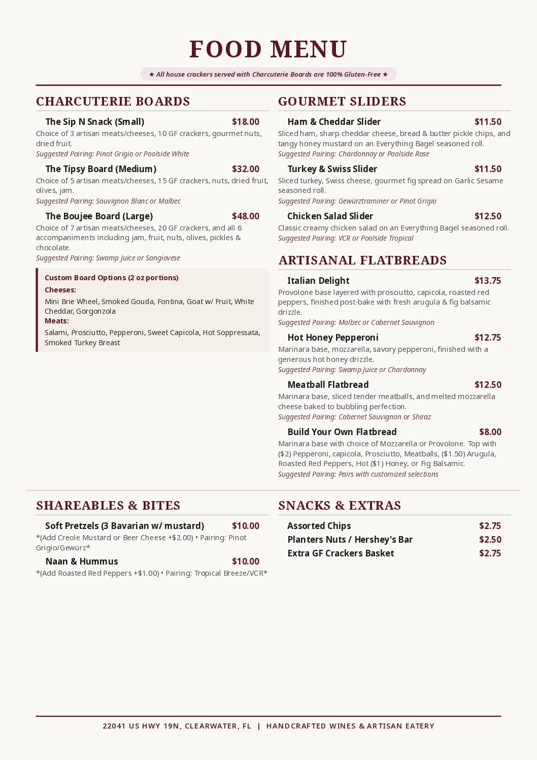 A detailed menu featuring various breakfast, lunch, and dinner options with prices.